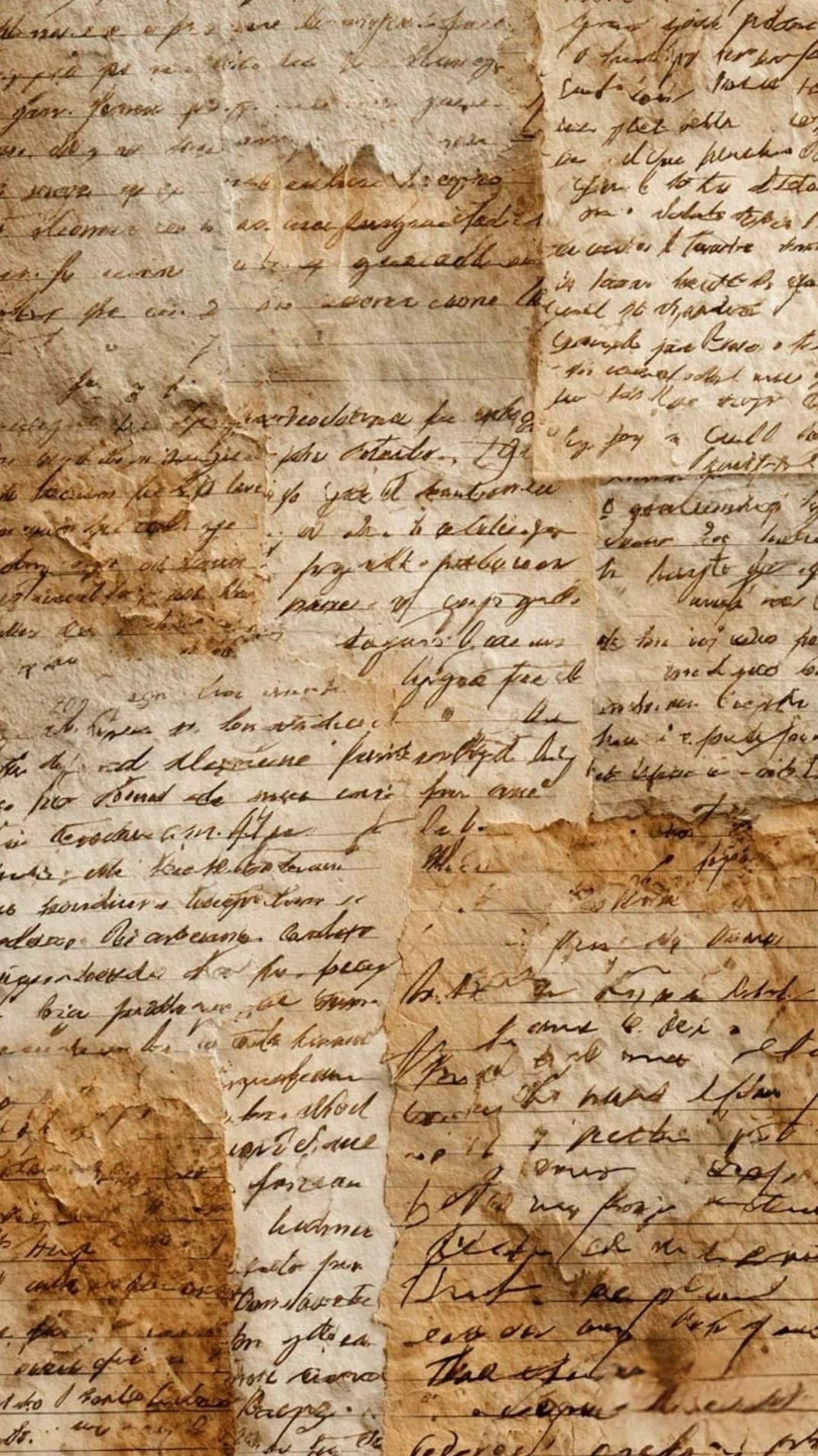 Layers of handwritten notes on worn paper